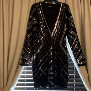 Black sequined cocktail dress
